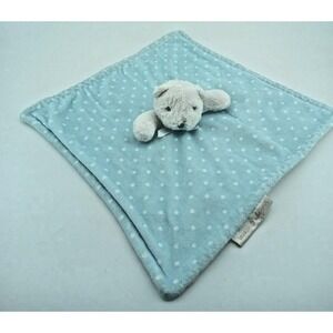 Blankets & Beyond Teddy Bear Lovey Security Blanket Blue White Polka Dot‎ Plush